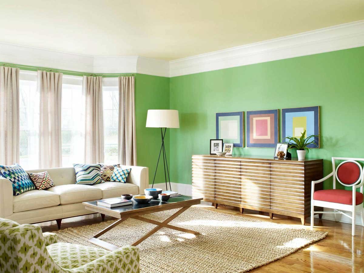 Зеленые обои в гостиной - фото и советы