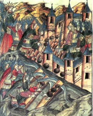 Image captionОборона Козельска (миниатюра из Никоновской летописи XVI века)