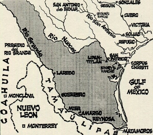 Полоса Нуэсес обозначена заштрихованной областью