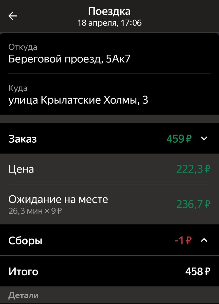 Скрин этой поездки
