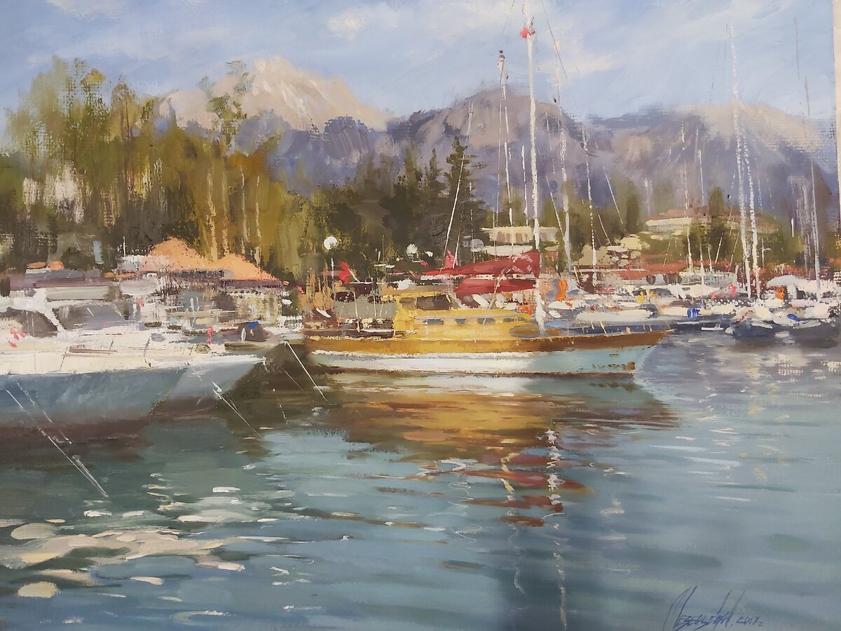 Прекрасная картина маслом, Кемер, яхты...