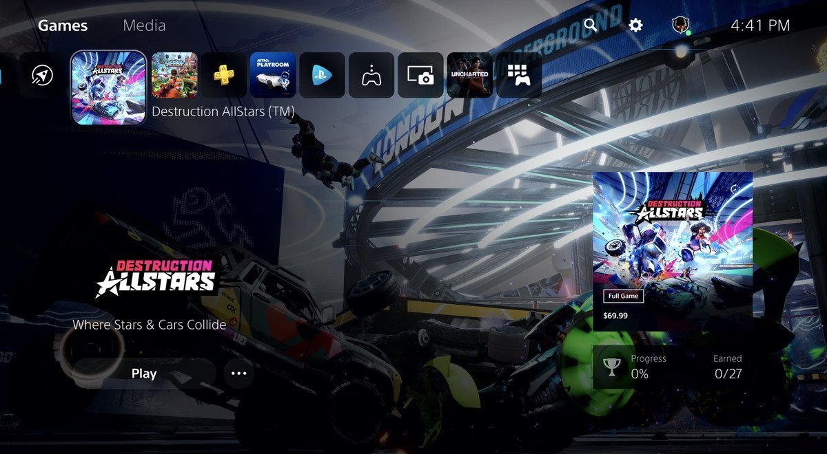 Новый домашний экран PlayStation 5 