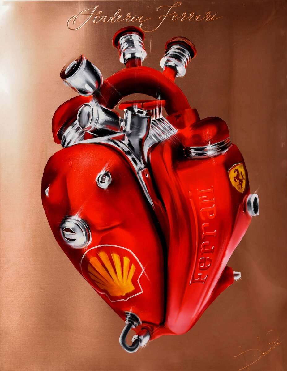 Картина "The Heart of the Scuderia Ferrari"; 94х73см; медный холст, масло