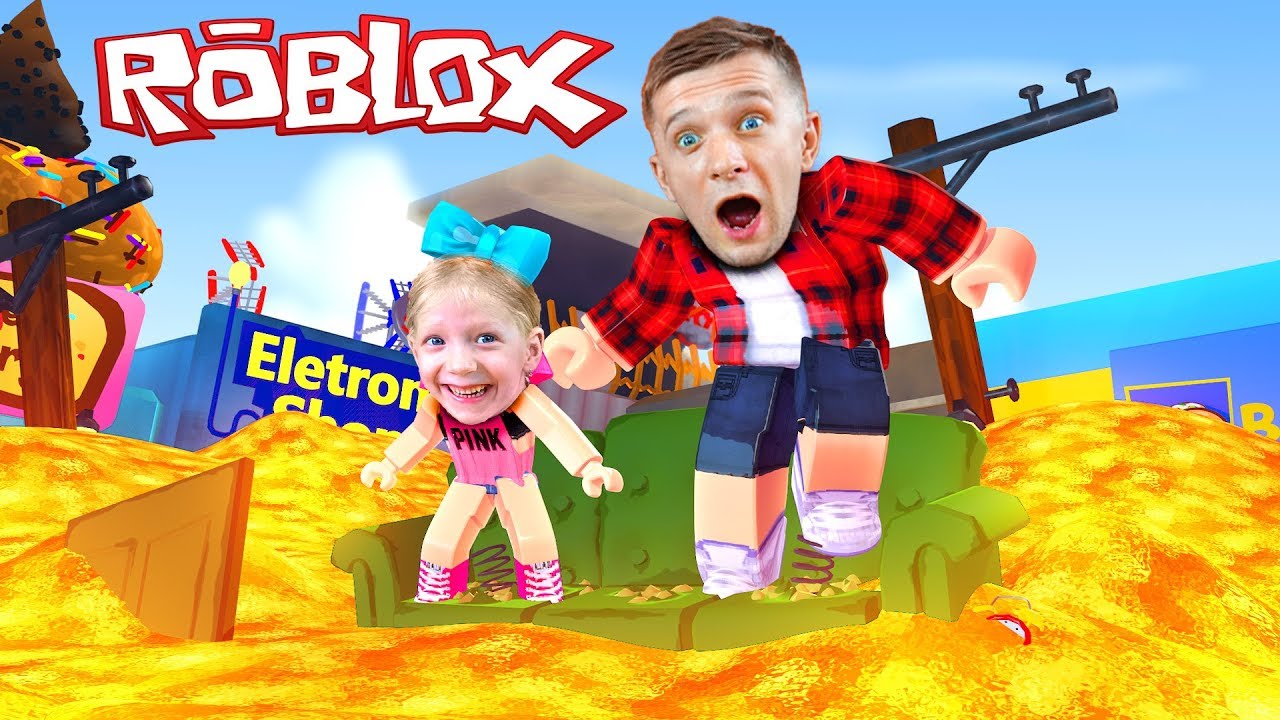 ЧЕЛЛЕНДЖ ПОЛ ЭТО ЛАВА в ROBLOX!ПАПА И МИЛАНА ИГРАЮТ!! Новые Карты Детский  Летсплей от FFGTV