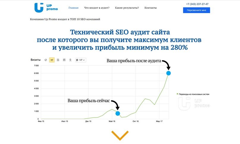 Главная страница лендинга на аудит сайтов