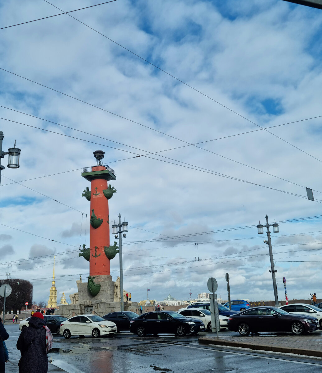 Вид на Ростральные колонны от входа в музей(фото из личного архива)