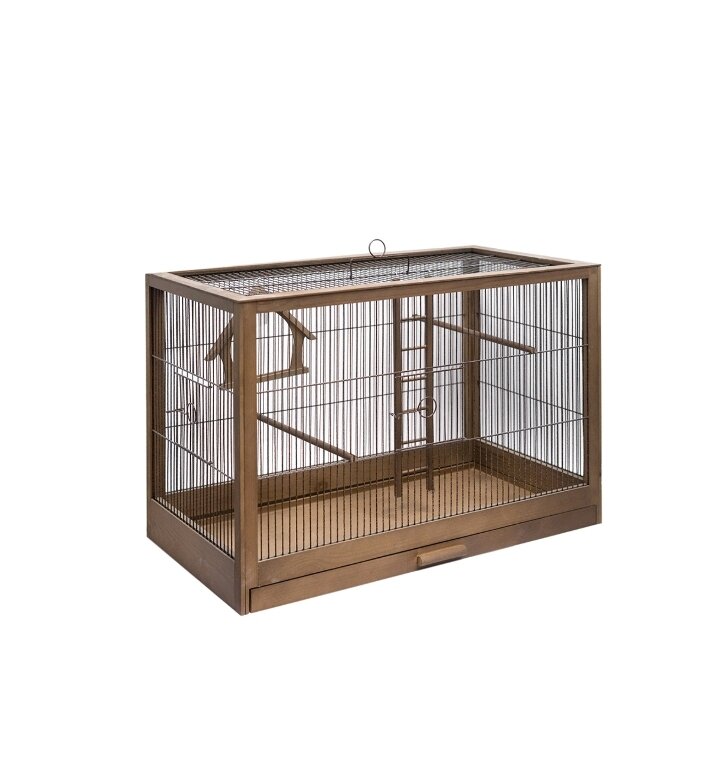 Эту клетку мы заказали на Озоне,там она стоила около 5т. Её размеры 73×33,5×51 см,сделана из дерева