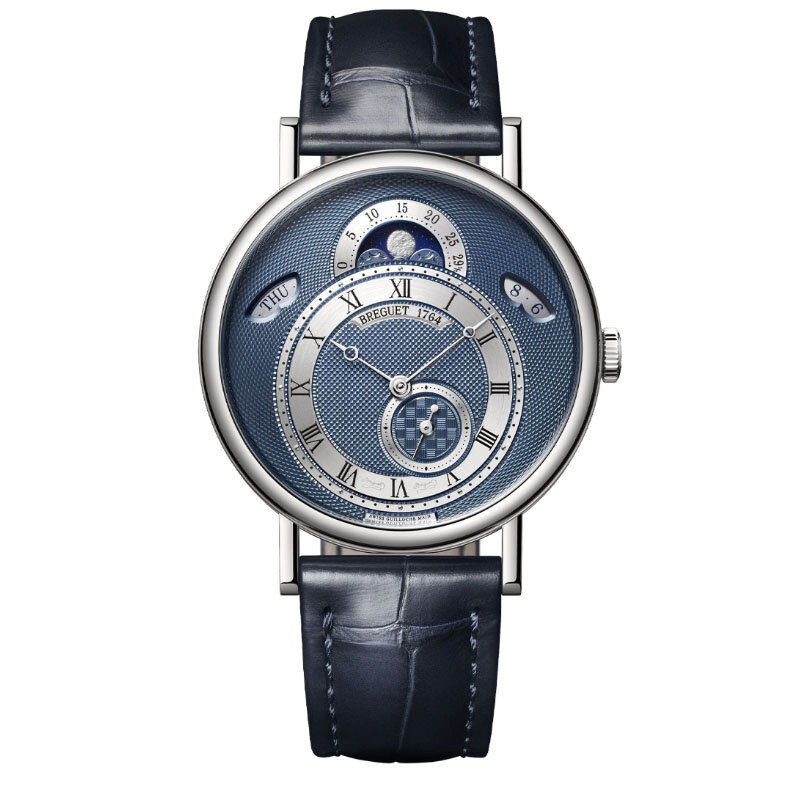 Часы Breguet Classique с 39 мм корпусом из белого золота с эксцентром, календарем лунных фаз, датой и дополнительным секундным циферблатом