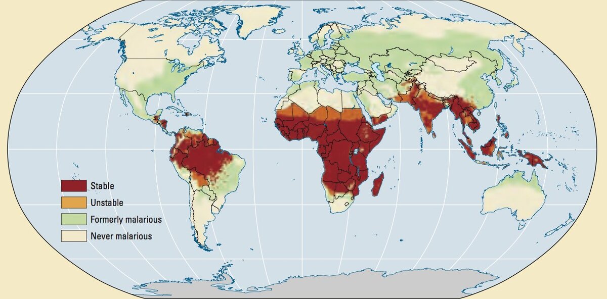 Карта распространения малярии
