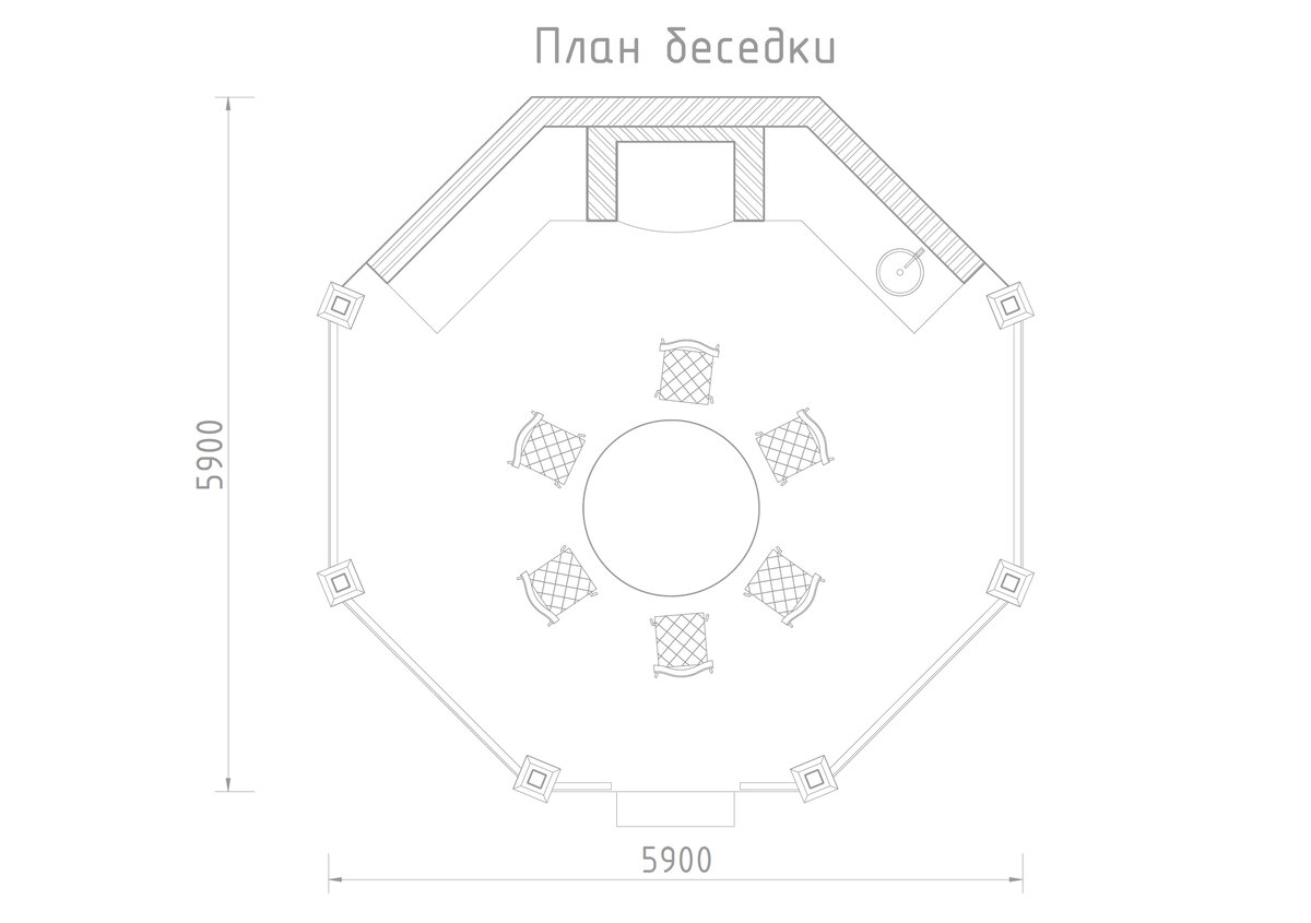 Бесплатный рабочий проект беседки с барбекю | 