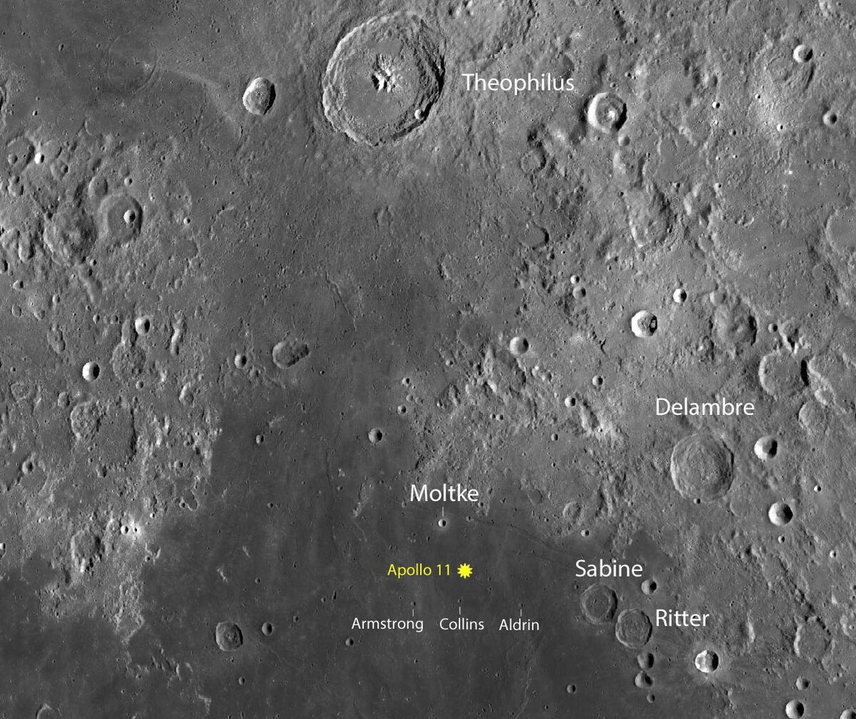 Снимок Аполлон 11 на Луне мест посадки