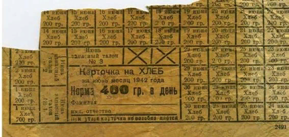 Карточки на хлеб из блокадного Ленинграда. Найдено в социальных сетях.