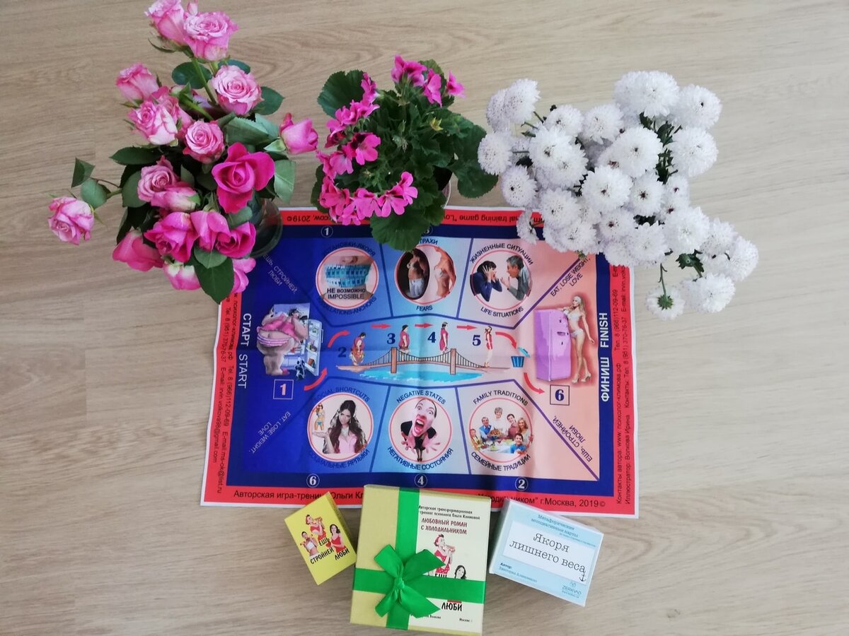 Внешне это выглядит как настольная игра. Вы бросаете кубики, вытаскиваете карточки. Но при этом идет глубокая внутренняя работа с подсознанием. 