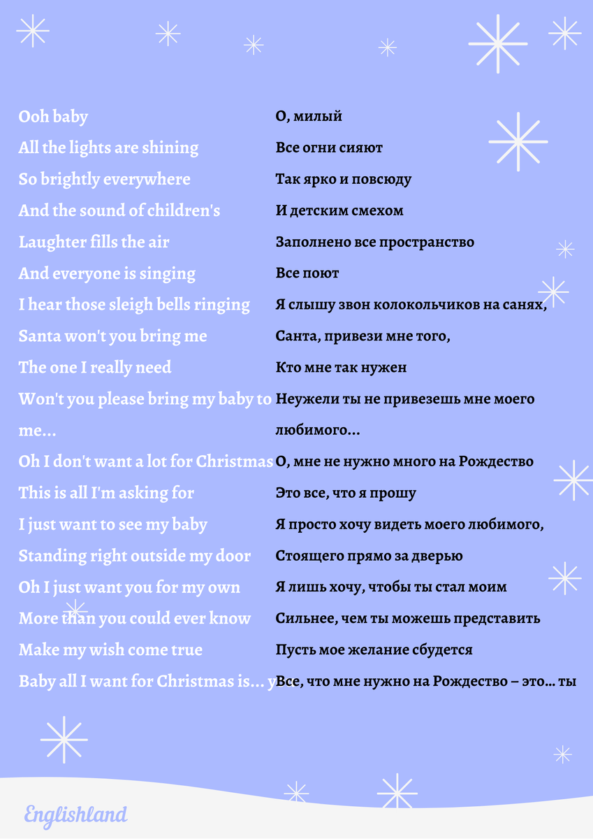 Рождественские песни: All I want for Christmas is You | Englishland | Дзен