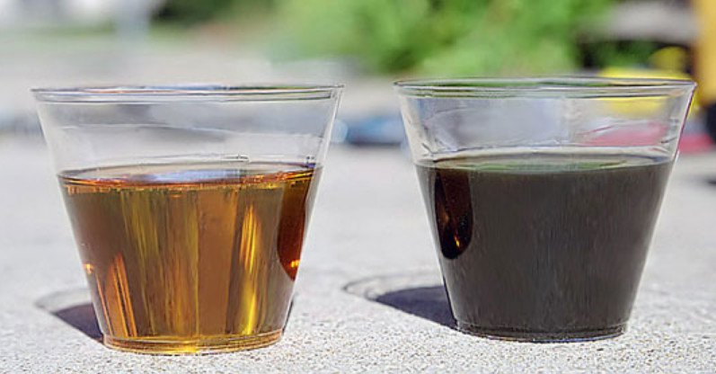 Наглядный пример чистого и грязного масла