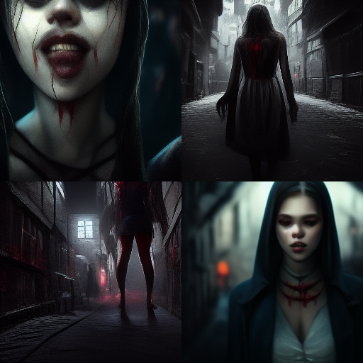 Девушка вампир в тёмном переулке. 