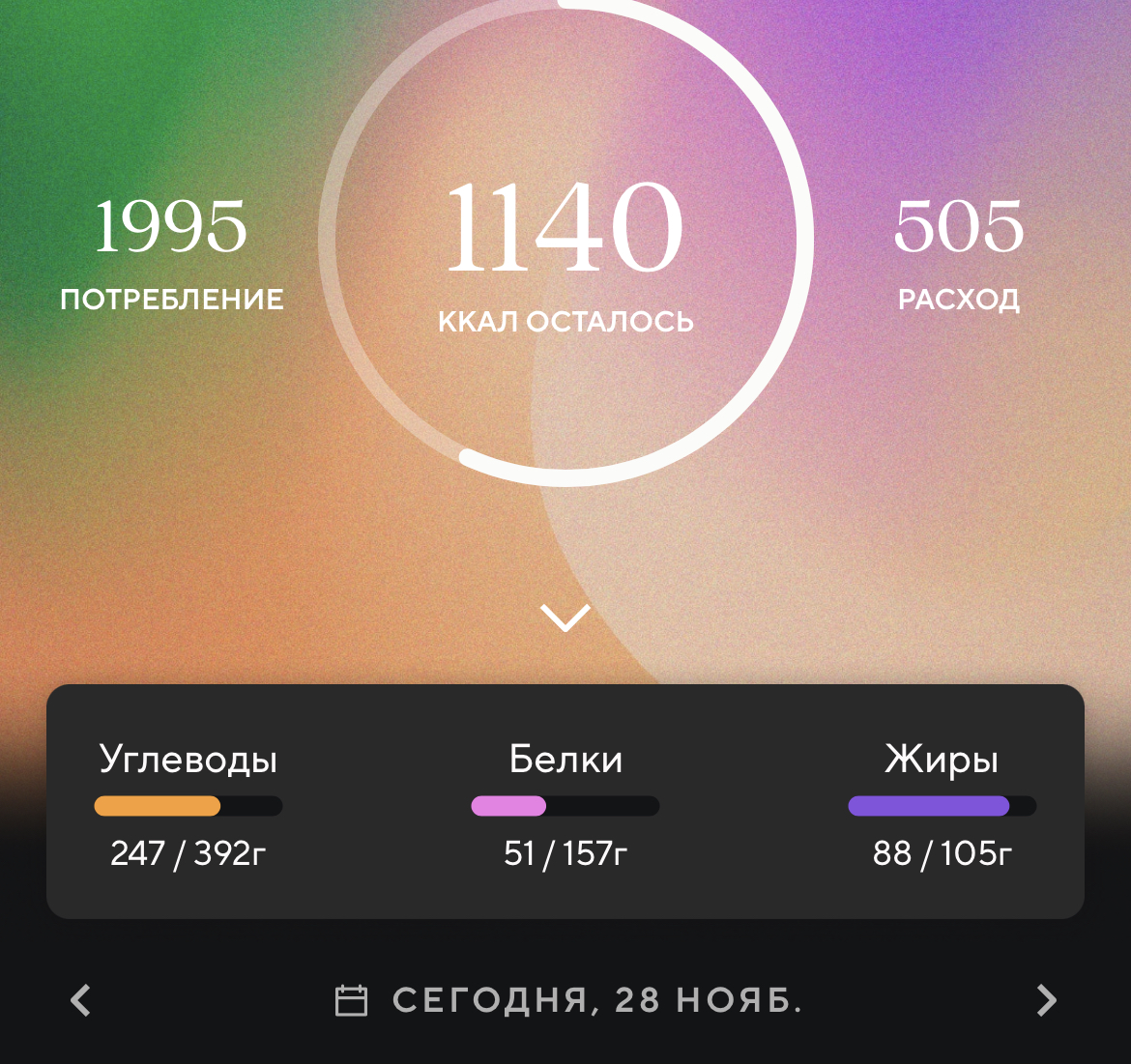 Сегодняшний расход.