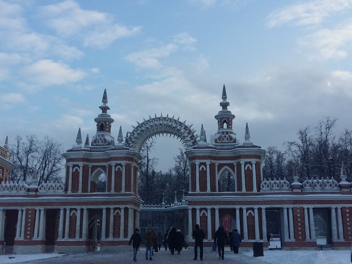 парк царицыно в москве зимой