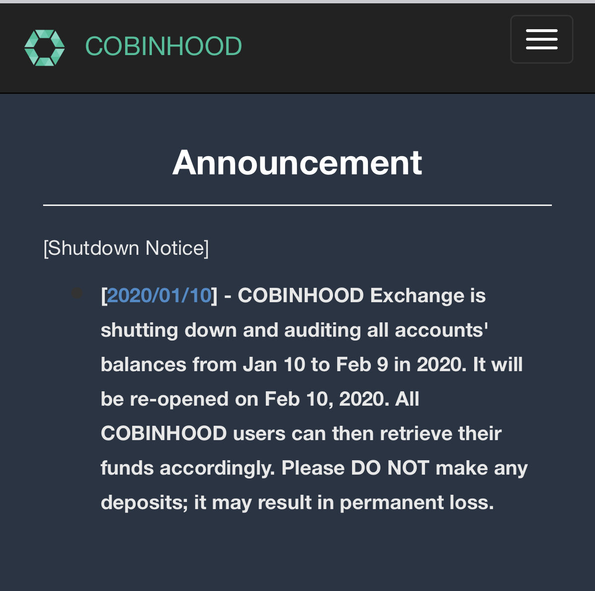 Скриншот с сайта биржи 