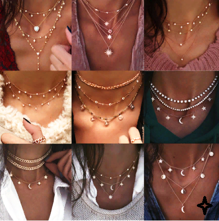 Многослойное ожерелье цена от 58 до 122 рублей.