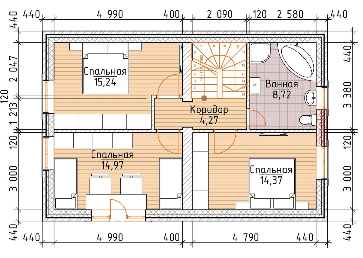 Двухэтажный дом 9х11 м, из кирпича, общей площадью 140 кв.м. ??