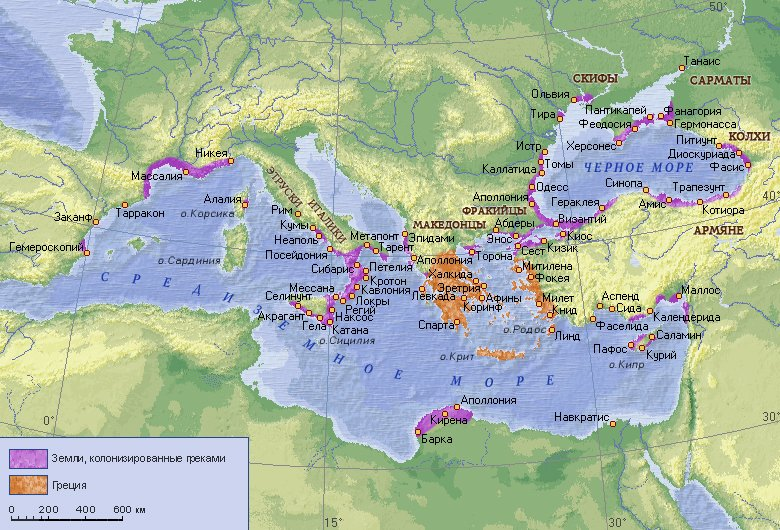 Карта колоний древних греков