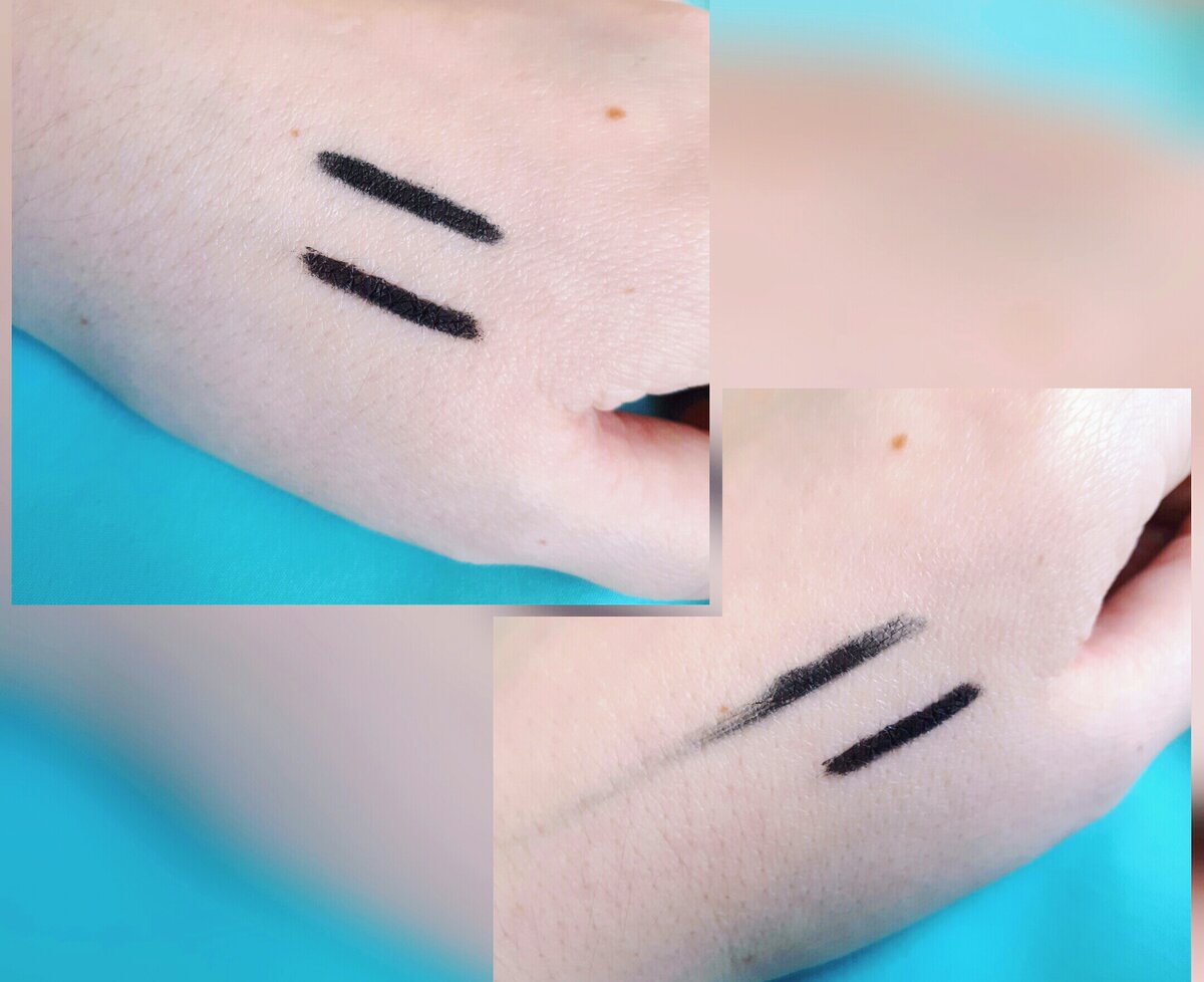 Провела рукой спустя минуту после нанесения. Кайал от Мейбелин совсем не пострадал в отличие от обычного карандаша.