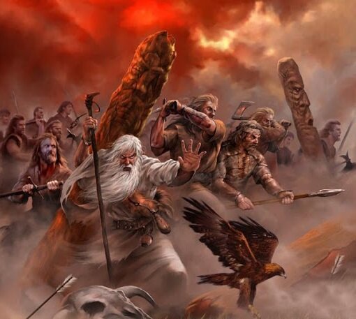 Сопротивление волхвов. Картинка также является обложкой к альбому рок-группы Арии - "Крещенный огнем"  