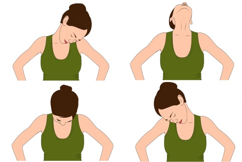 Упражнения для разминки шеи. Повороты головы упражнение. Упражнение наклоны головы. Круговые движения головой.