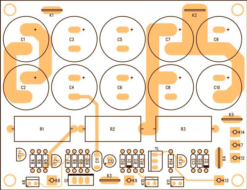 Возможный вариант расположения компонентов на печатной плате