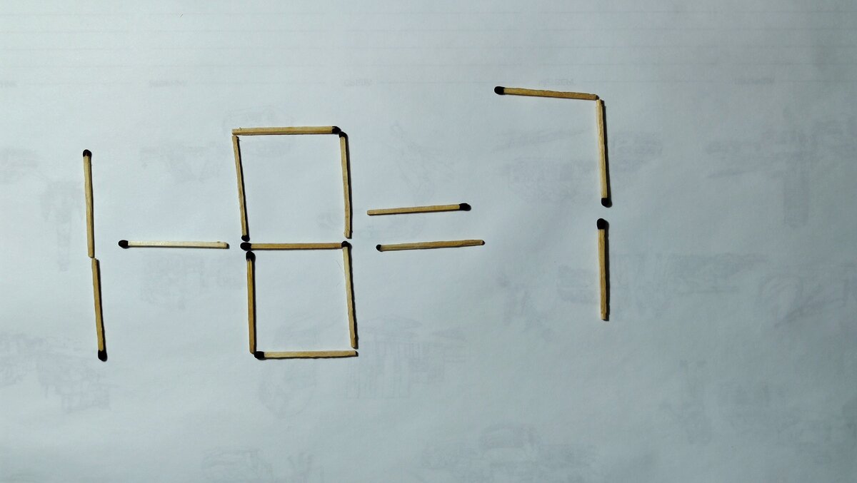 1-8=7