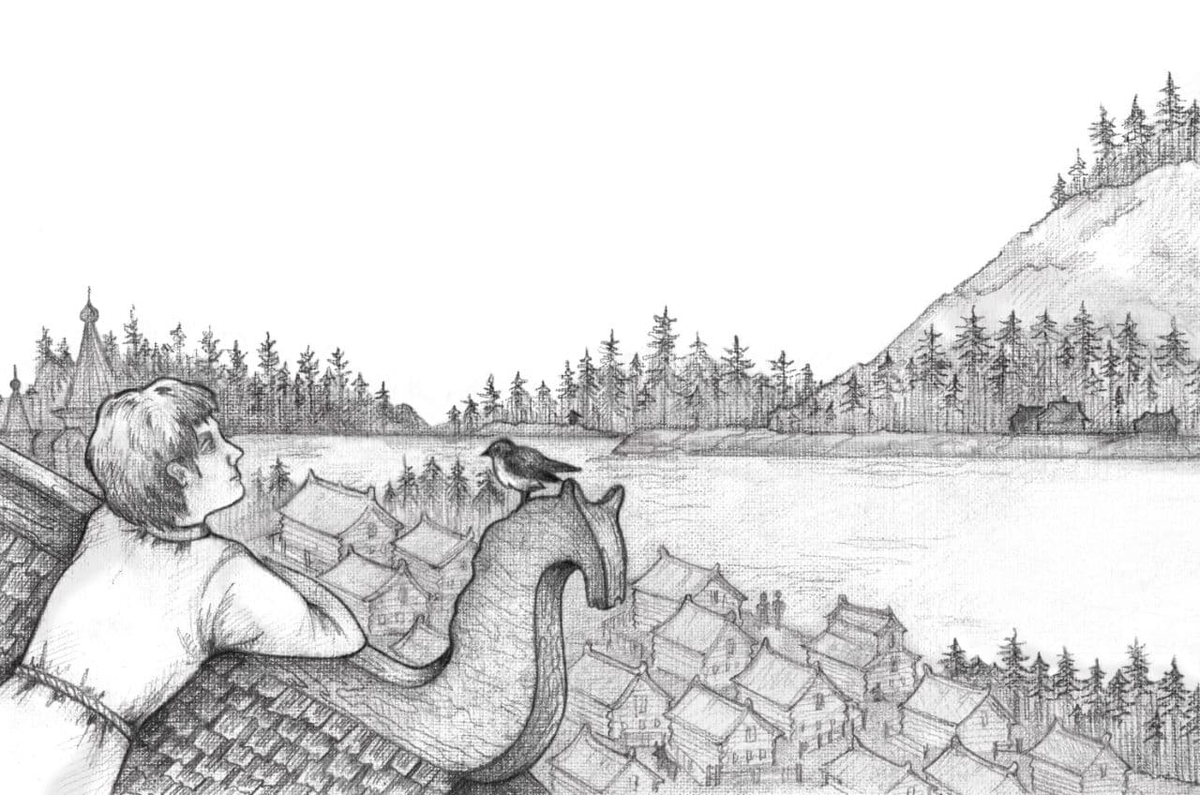 Фёдор на крыше дома старца Телемоныча