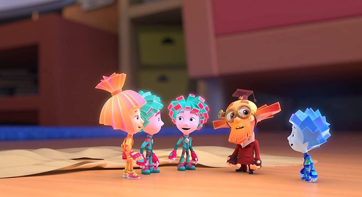 Герои мультсериала «Фиксики» (слева направо): Симка, Гик, Фрик, Дедус и Нолик/IMDb