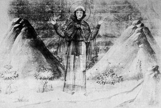 Изображение с ликом св. Вассы из Минология Василия II, 985