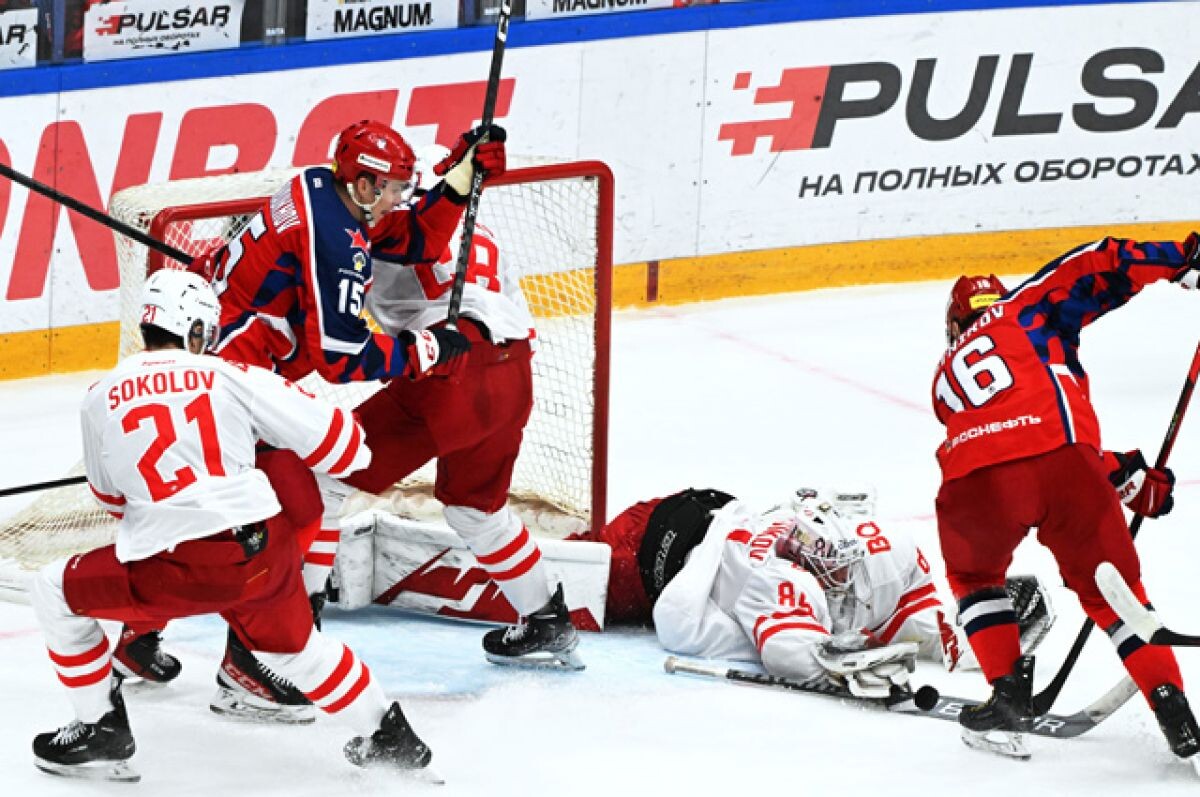    Матч регулярного чемпионата КХЛ между ПХК ЦСКА (Москва) и ХК «Спартак» (Москва).