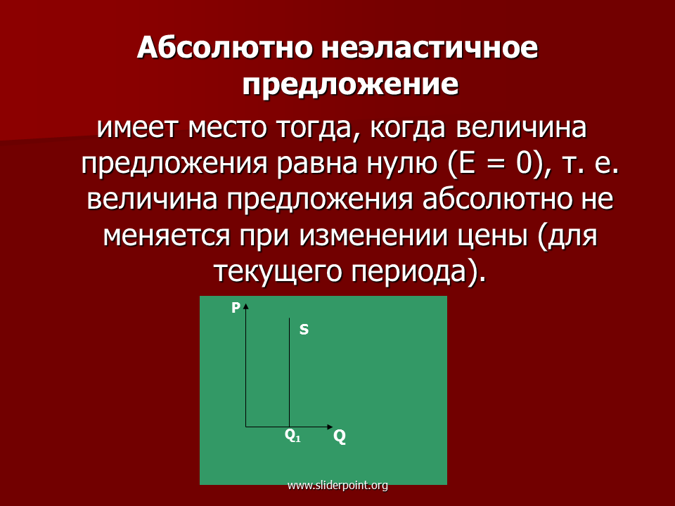 Предложения всегда имеет. Неэластичное предложение. Не эластичноое предложение. Абсолютно неэластичное предложение. Абсолютная неэластичность предложения