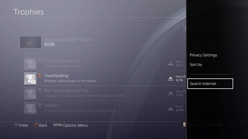                                                           Пример поиска достижения