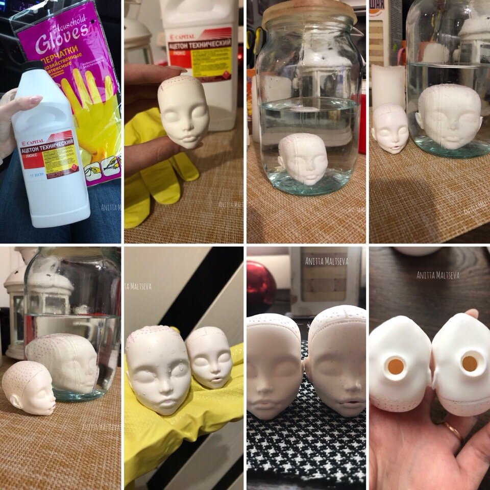Эксперимент прошел успешно и голова куклы уменьшилась в разы