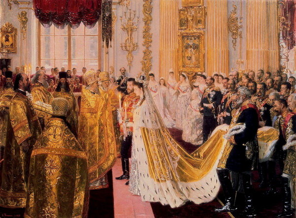 Бракосочетание Николая II и великой княгини Александры Фёдоровны». 1895 , худ. Туксен Лауритс Регнер  