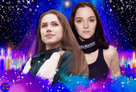 Алина Загитова и Евгения Медведева (gif файл автора, источник - instagram.com/p/CGIDZv4IYB0/)