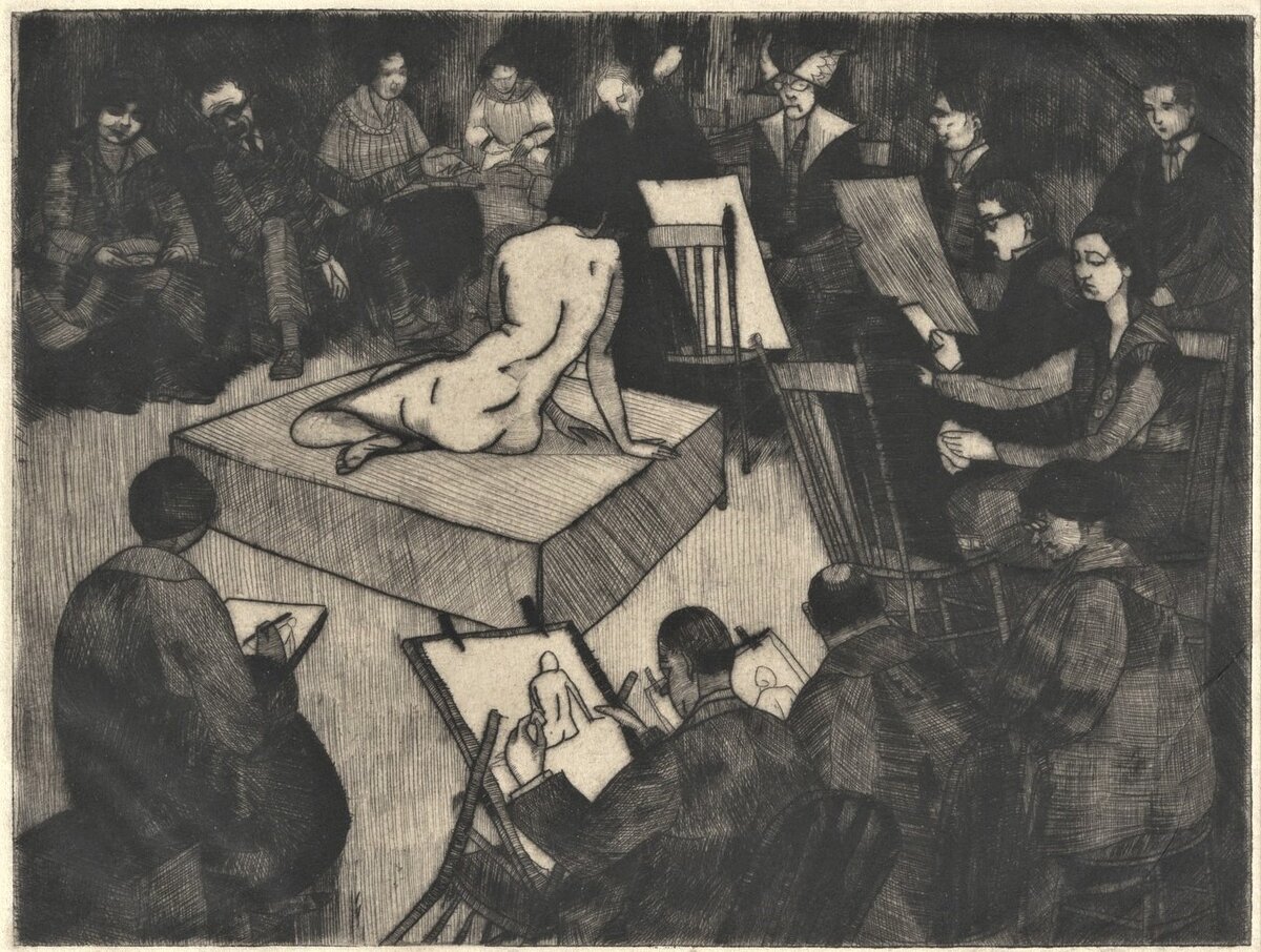 Пегги Бэкон "The Sketch Class" 15.5 x 20.1 см, 1919 г., сухая игла