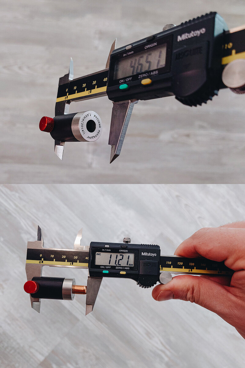 замер длины пули НПЗ по оживалу с помощью компаратора