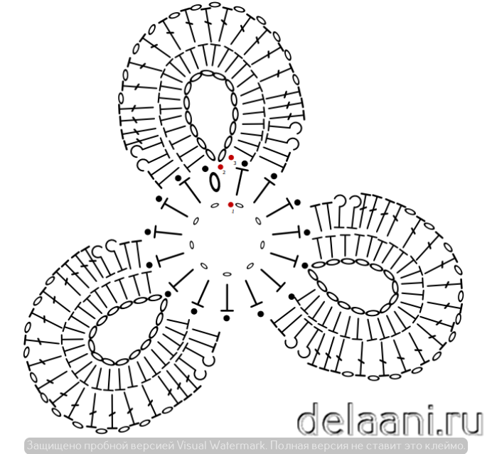 Схема трилистника спицами