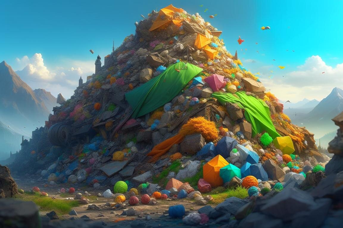 Нейросеть после неравной борьбы выдала на запрос "гора мусора".