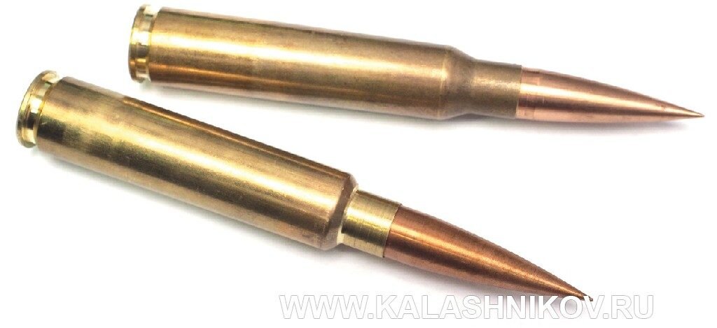 Рекордный патрон .40 Lobaev Improved ( на фото внизу) создан на базе патрона 408 Chey Tac (вверху)