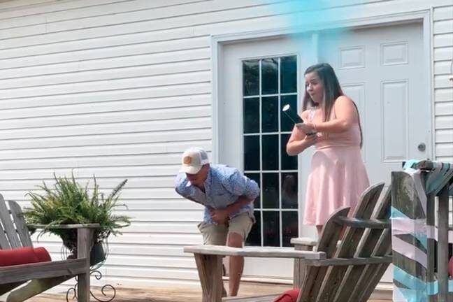 This gender reveal party backfired, literally. Credit: Viral Hog