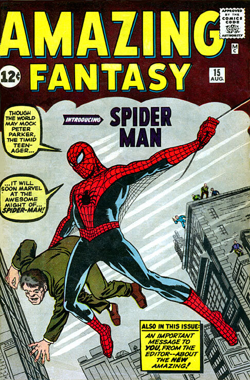 Первое появление Человека-Паука в журнале Amazing Fantasy(август 1962г.)
