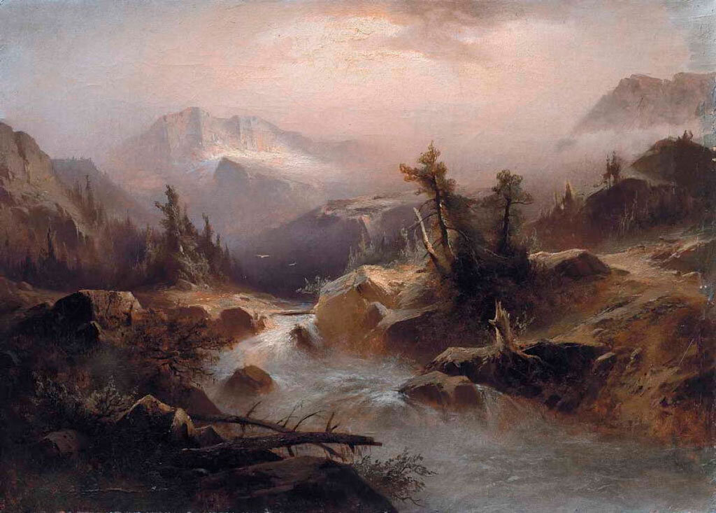 Николай Астудин. Альпийский пейзаж, 1871