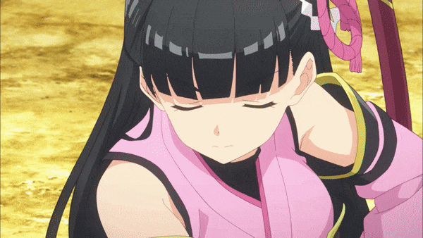 ГИФ'ка из аниме: сбор шерсти с барашков.