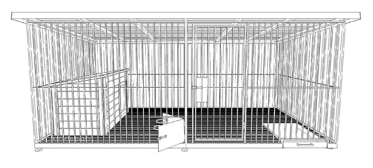 Вольер для собаки чертеж с размерами